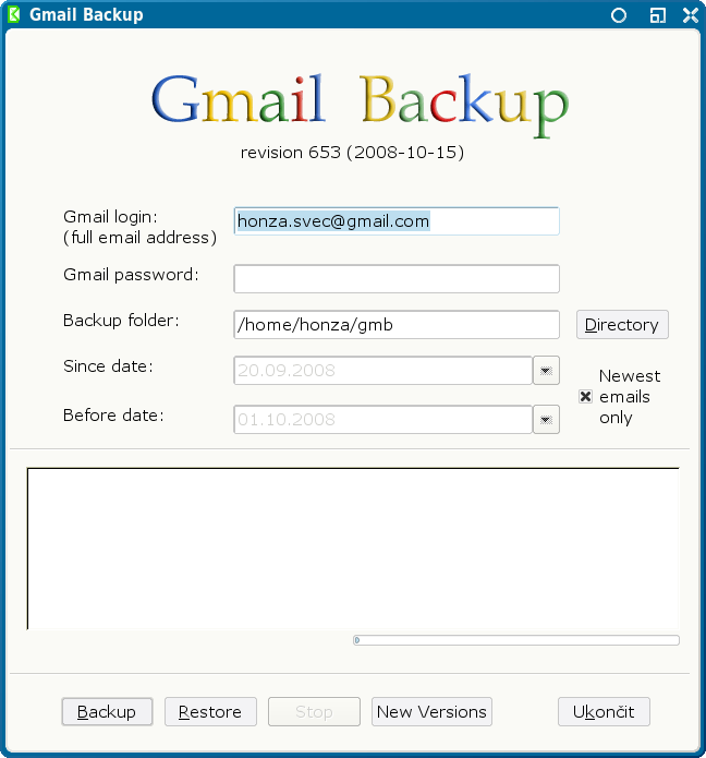 image for GMail Backup 0.104