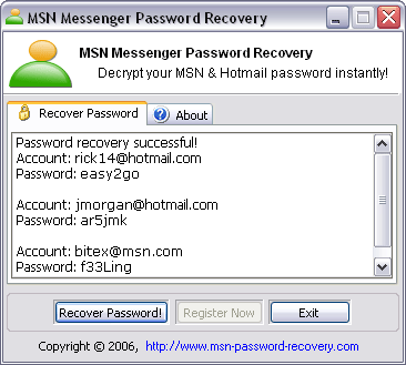 image for MSN Messenger Password Recovery 1.24